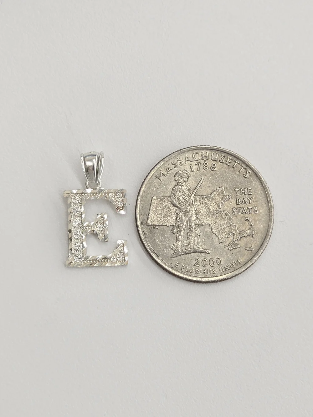 925 Sterling Silver Letter E Pendant